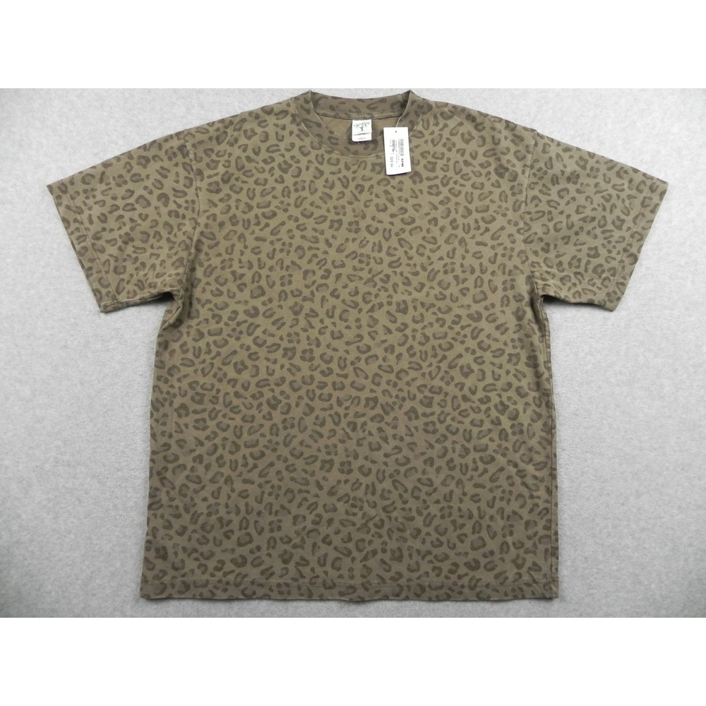 Cotton Collective T-Shirt Top Womens Large Leopard Print Tee Short Sleeve NWT